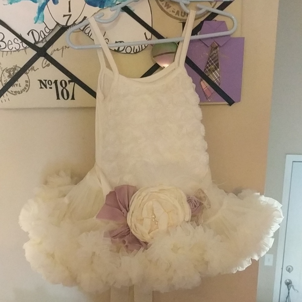Boutique rose and ruffle dress w/ sash & headband